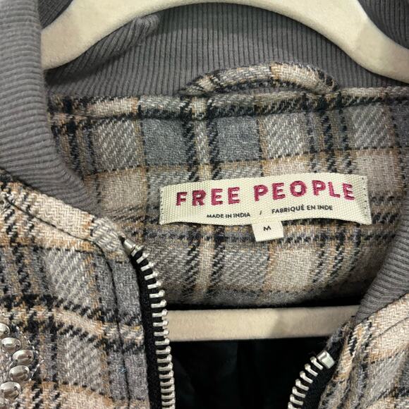 Free People Louie Wool Blend Embellished Bomber Jacket - Picture 4 of 10